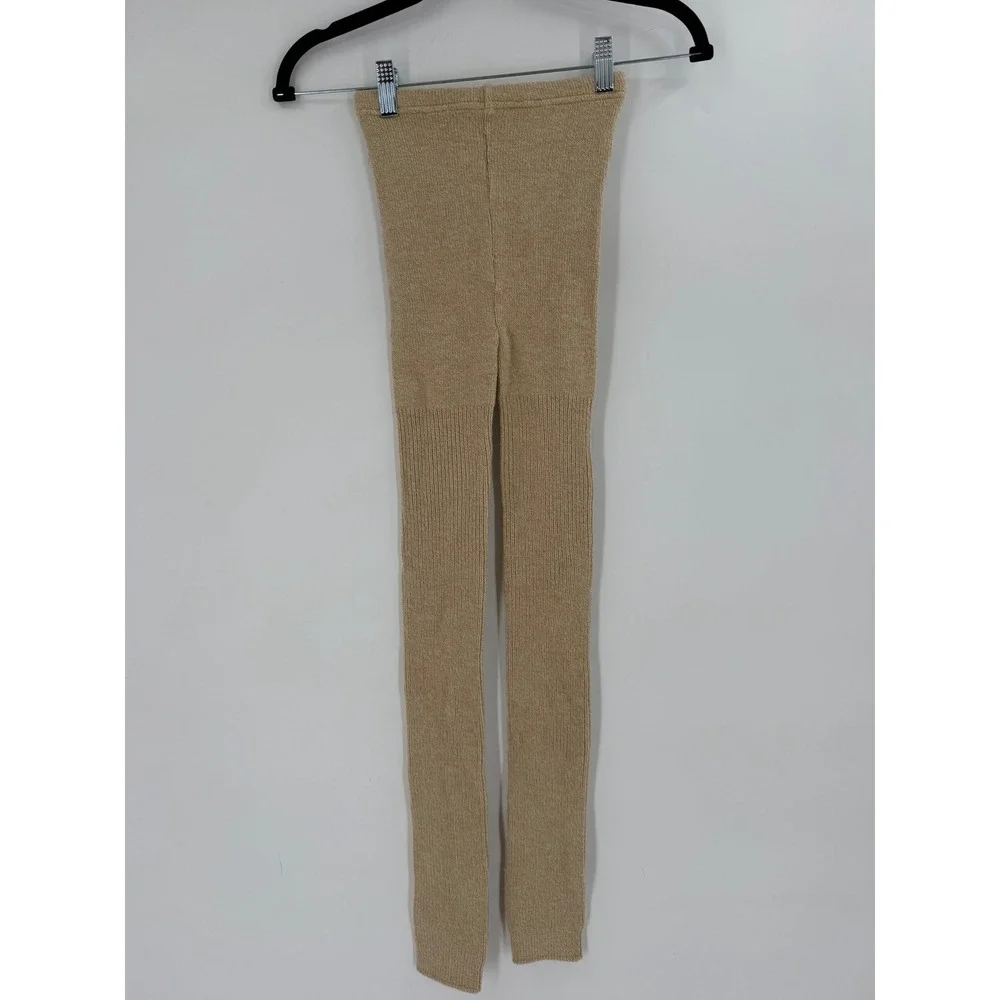 Uniqlo Heattech Knitted Footless Tights Womens S/M Tan Good Warm Lounge Leggings